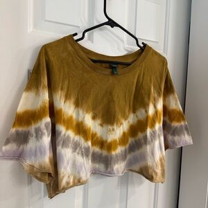 Wild Fable Tie Dye Cropped Tee - Oversized Fit - Purple, Cream, Mustard
